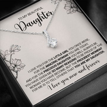 litzzy To My Beautiful Daughter - I Love You For The Little Girl You Once Were - Alluring Necklace jewelry Two Toned Box  