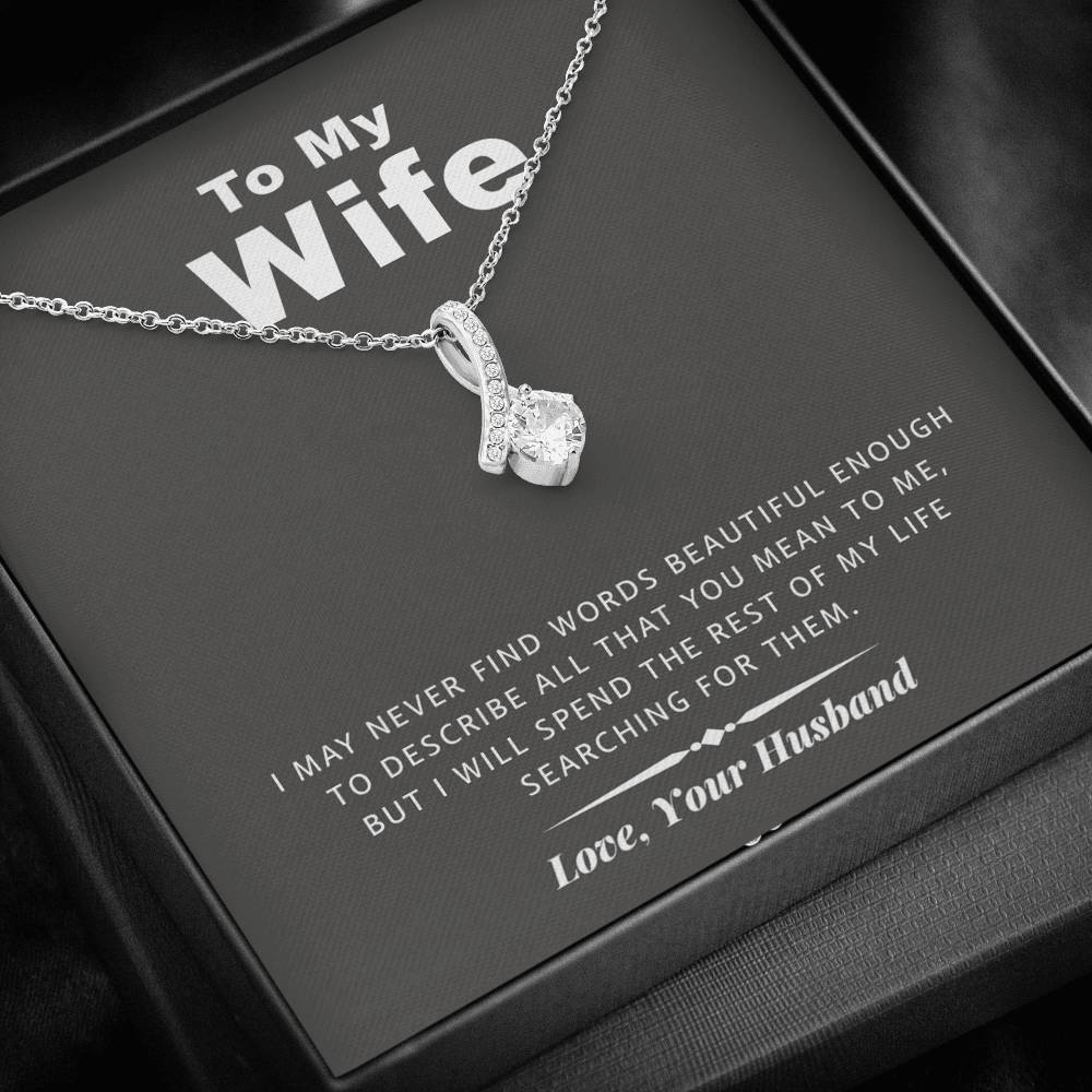 litzzy To my Wife - Never Find Words Alluring Necklace - Necklace Gift For Her, Wife, Girlfriend, Anniversary, Wedding, Valentine, Birthday with Message Card Jewelry   