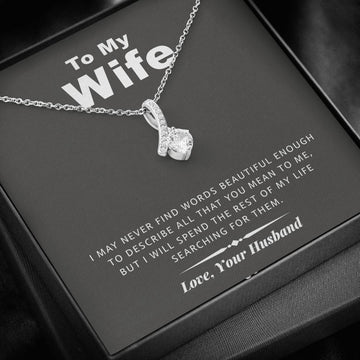 litzzy To my Wife - Never Find Words Alluring Necklace - Necklace Gift For Her, Wife, Girlfriend, Anniversary, Wedding, Valentine, Birthday with Message Card Jewelry   