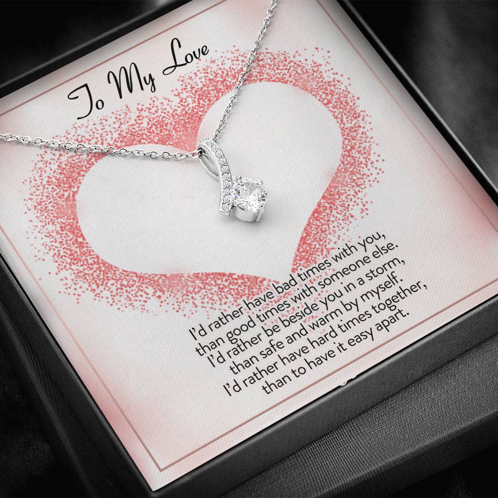 litzzy To My Love I'd Rather Be Alluring Beauty Necklace - Gifts For Wife Necklace Valentines Day Custom Made Romantic Gift For My Best Wife Ever Jewelry   