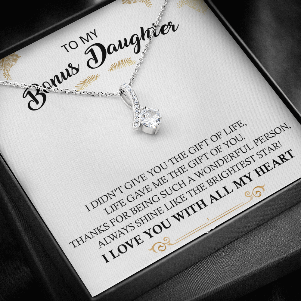 litzzy To My Bonus Daughter - Shine Like The Brightest Star - Alluring Beauty Necklace jewelry Standard Box  