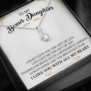 litzzy To My Bonus Daughter - Shine Like The Brightest Star - Alluring Beauty Necklace jewelry Standard Box  