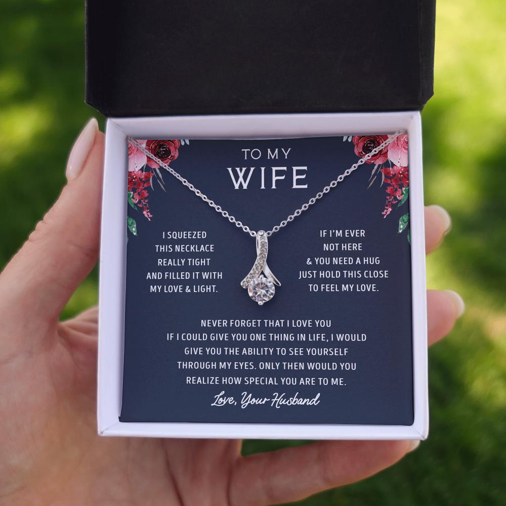 litzzy To My Wife - Never Forget That I Love You - Alluring Beauty Necklace - Necklace Gift For Her, Wife, Girlfriend, Anniversary, Wedding, Valentine, Birthday with Message Card Jewelry   