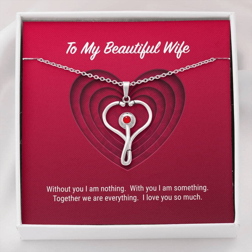litzzy To My Beautiful Wife Stethoscope Necklace - Gifts For Wife Necklace Valentines Day Custom Made Romantic Gift For My Best Wife Ever Jewelry Standard Box  