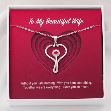 litzzy To My Beautiful Wife Stethoscope Necklace - Gifts For Wife Necklace Valentines Day Custom Made Romantic Gift For My Best Wife Ever Jewelry Standard Box  
