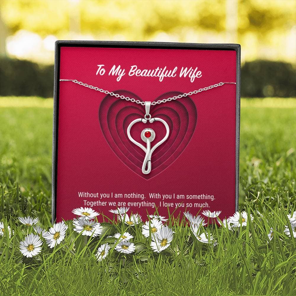litzzy To My Beautiful Wife Stethoscope Necklace - Gifts For Wife Necklace Valentines Day Custom Made Romantic Gift For My Best Wife Ever Jewelry   