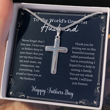 litzzy Greatest Husband - Father's Day - Cross Necklace - To My Dad necklace, dad gifts from daughter, dad gifts from son, Thank you Dad gift, Son daughter to Dad Gift Jewelry   