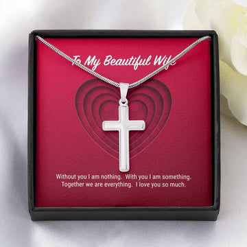 litzzy To My Beautiful Wife Cross Necklace - Gifts For Wife Necklace Valentines Day Custom Made Romantic Gift For My Best Wife Ever Jewelry Standard Box  