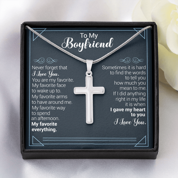 litzzy To My Boyfriend - Never Forget That I Love You - Cross Necklace - To My Boyfriend, Gift For Boyfriend Jewelry Two Toned Box  