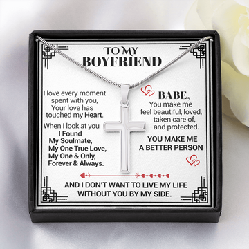 litzzy To My Boyfriend - I Love Every Moment Spent With You - Cross Necklace - To My Boyfriend, Gift For Boyfriend Jewelry Two Toned Box  