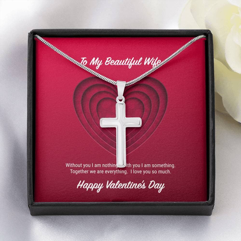 litzzy To My Beautiful Wife Valentine's Day Cross Necklace - Gifts For Wife Necklace Valentines Day Custom Made Romantic Gift For My Best Wife Ever Jewelry Standard Box  