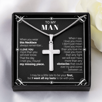litzzy To My Man - I Love You More Than You Will Ever Know - Cross Necklace - To My Man, Gift For Man Jewelry Two Toned Box  