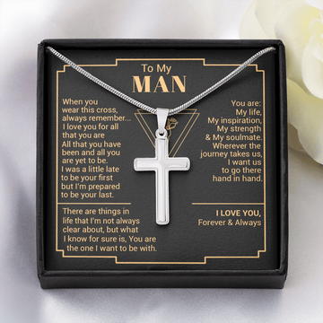 litzzy To My Man - You Are My Strength - Cross Necklace - To My Husband, Gift For Husband Jewelry   