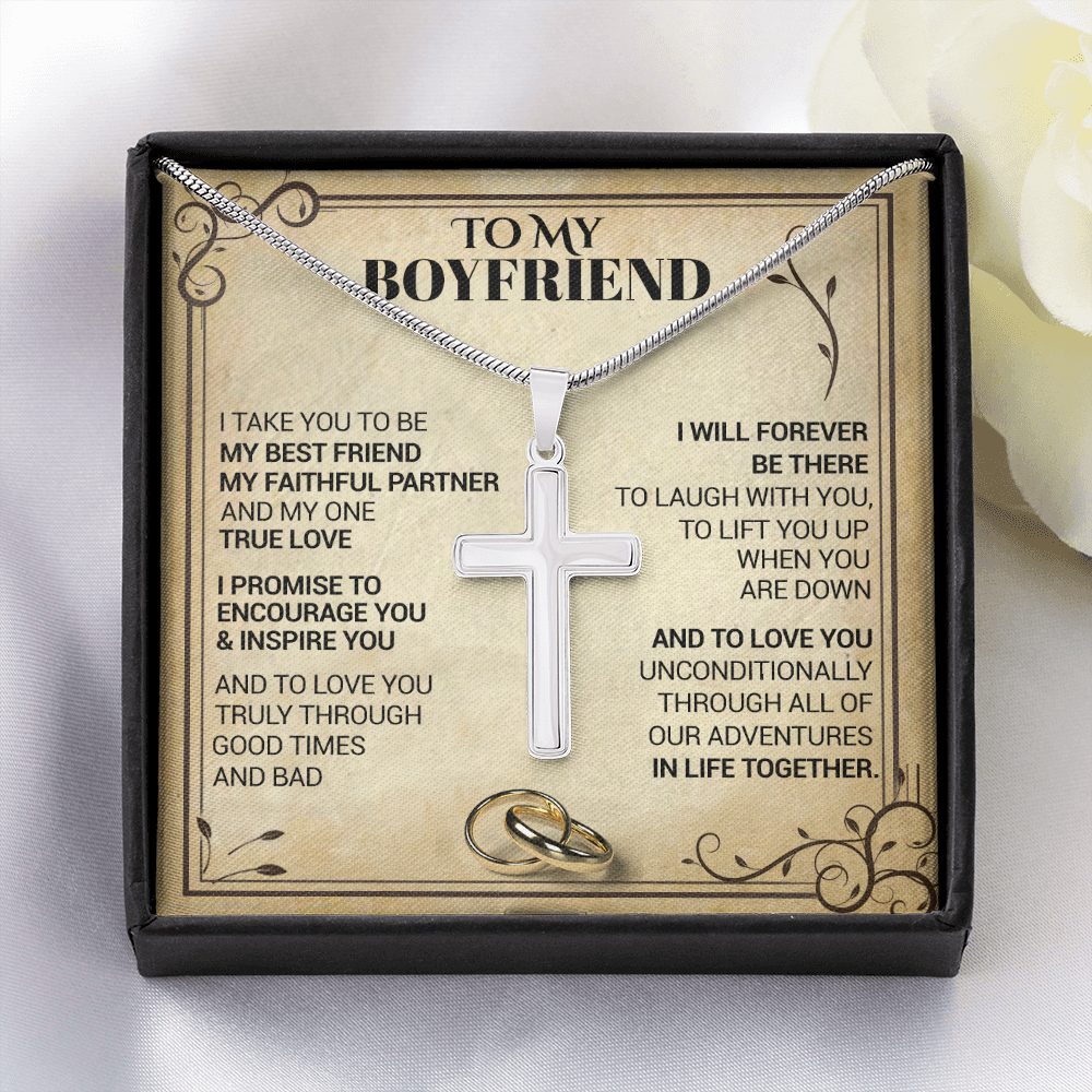 litzzy To My Boyfriend - I Take You To Be My Best Friend - Cross Necklace - To My Boyfriend, Gift For Boyfriend Jewelry Two Toned Box  