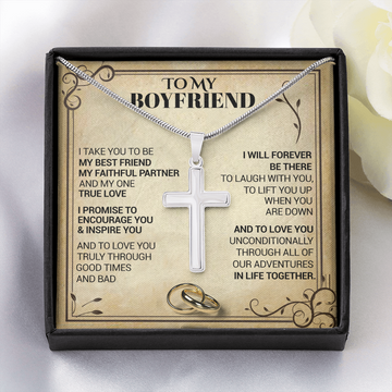 litzzy To My Boyfriend - I Take You To Be My Best Friend - Cross Necklace - To My Boyfriend, Gift For Boyfriend Jewelry Two Toned Box  