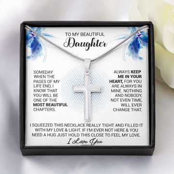 litzzy To My Beautiful Daughter - Always Keep Me In Your Heart - Cross Necklace jewelry Two Toned Box  
