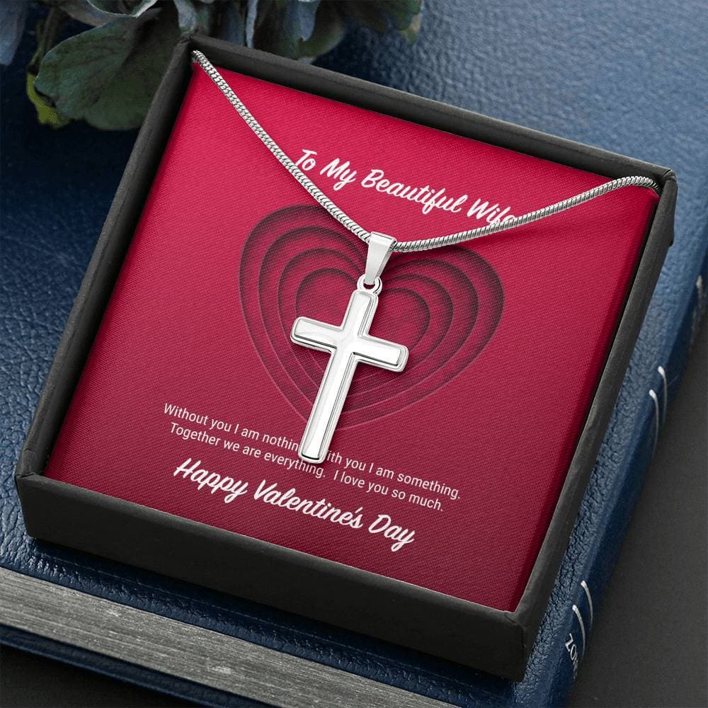 litzzy To My Beautiful Wife Valentine's Day Cross Necklace - Gifts For Wife Necklace Valentines Day Custom Made Romantic Gift For My Best Wife Ever Jewelry   