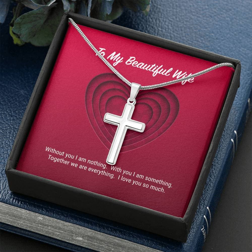 litzzy To My Beautiful Wife Cross Necklace - Gifts For Wife Necklace Valentines Day Custom Made Romantic Gift For My Best Wife Ever Jewelry   