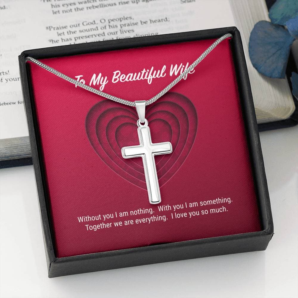 litzzy To My Beautiful Wife Cross Necklace - Gifts For Wife Necklace Valentines Day Custom Made Romantic Gift For My Best Wife Ever Jewelry   