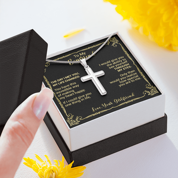 litzzy To My Boyfriend - The Day I Met You My Life Changed - Cross Necklace - To My Boyfriend, Gift For Boyfriend Jewelry   