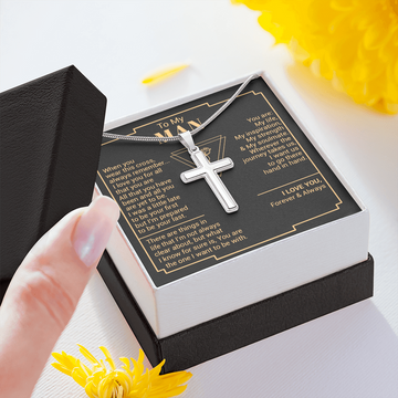 litzzy To My Man - You Are My Strength - Cross Necklace - To My Husband, Gift For Husband Jewelry Two Toned Box  