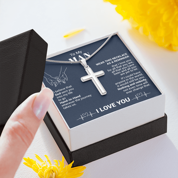 litzzy To My Man - I Believe That God Sent You Into My Life - Cross Necklace - To My Husband, Gift For Husband Jewelry Two Toned Box  