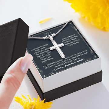 litzzy To My Man - Artisan Cross Necklace - To My Boyfriend , Gift For Boyfriend Jewelry   