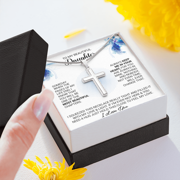 litzzy To My Beautiful Daughter - Always Keep Me In Your Heart - Cross Necklace jewelry   