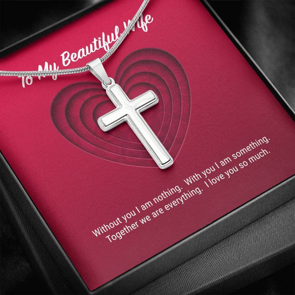 litzzy To My Beautiful Wife Cross Necklace - Gifts For Wife Necklace Valentines Day Custom Made Romantic Gift For My Best Wife Ever Jewelry   