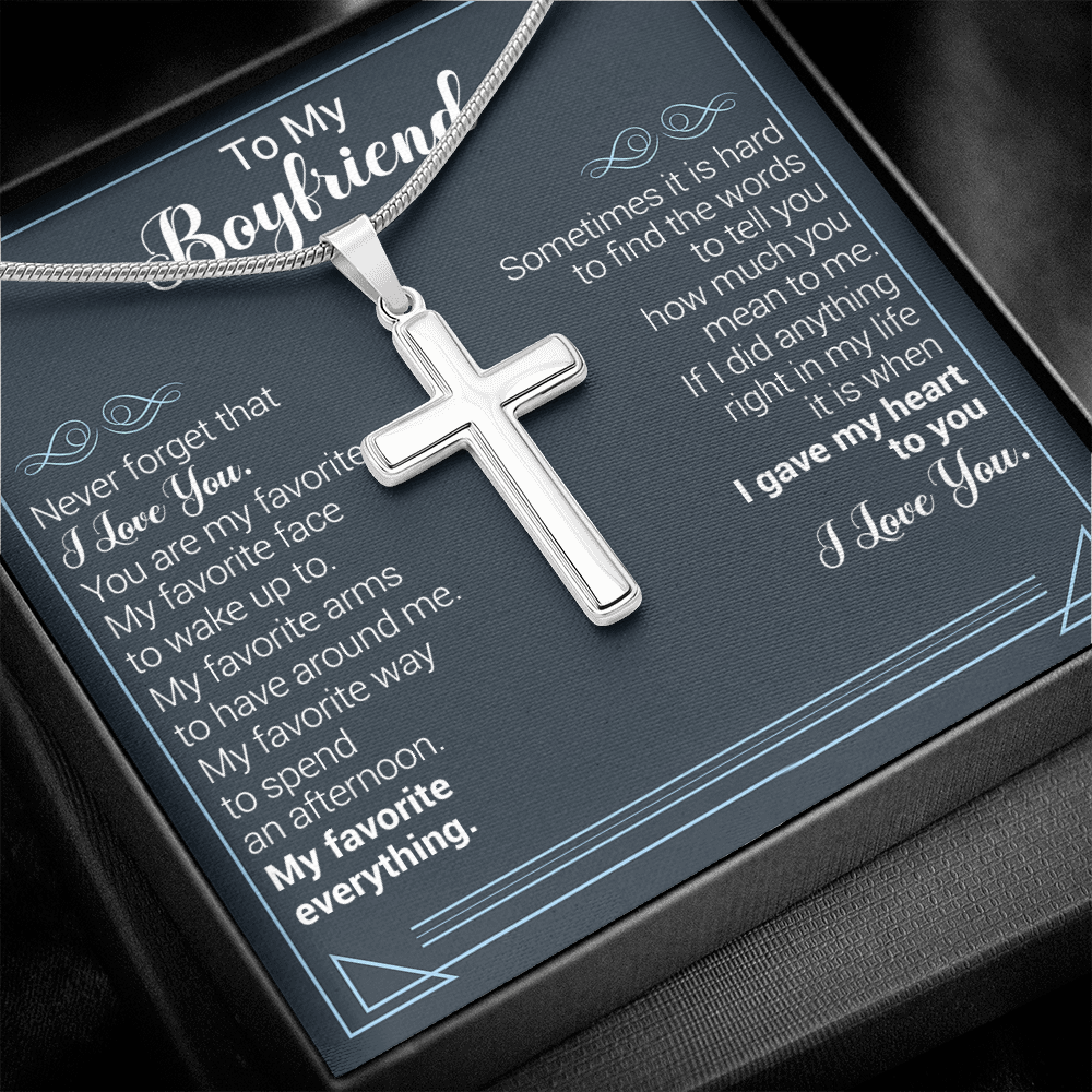 litzzy To My Boyfriend - Never Forget That I Love You - Cross Necklace - To My Boyfriend, Gift For Boyfriend Jewelry   