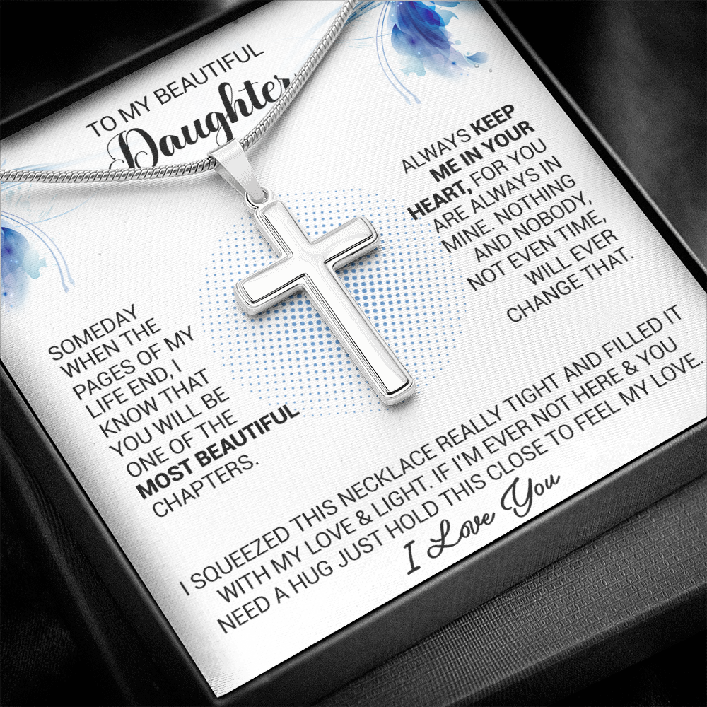 litzzy To My Beautiful Daughter - Always Keep Me In Your Heart - Cross Necklace jewelry   