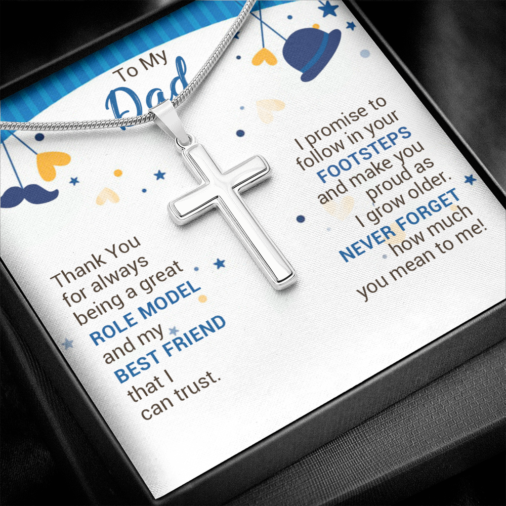 litzzy To My Dad - Thank You For Always Being A Great Role Model - Cross Necklace - To My Dad necklace, dad gifts from daughter, dad gifts from son, Thank you Dad gift, Son daughter to Dad Gift Jewelry   