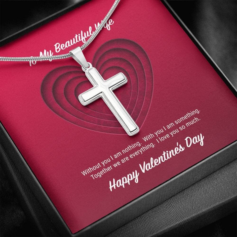 litzzy To My Beautiful Wife Valentine's Day Cross Necklace - Gifts For Wife Necklace Valentines Day Custom Made Romantic Gift For My Best Wife Ever Jewelry   