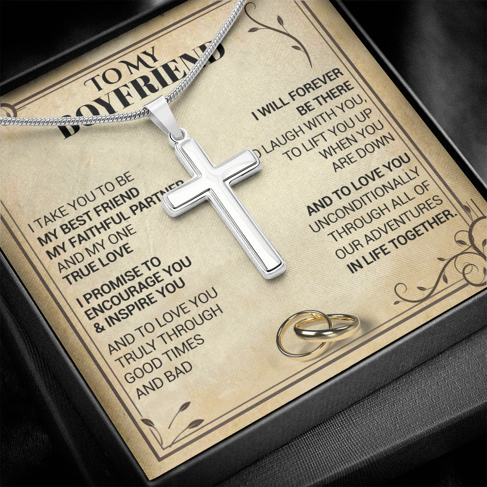 litzzy To My Boyfriend - I Take You To Be My Best Friend - Cross Necklace - To My Boyfriend, Gift For Boyfriend Jewelry   