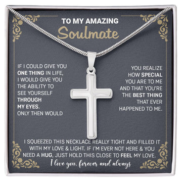 litzzy To My Amazing Soulmate - If I Could Give You One Thing In Life - Litzzy Cross Necklace - To My Soulmate, Gift For Soulmate Jewelry Two Tone Box  