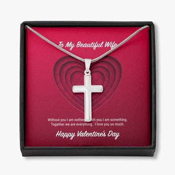 litzzy To My Beautiful Wife Valentine's Day Cross Necklace - Gifts For Wife Necklace Valentines Day Custom Made Romantic Gift For My Best Wife Ever Jewelry   