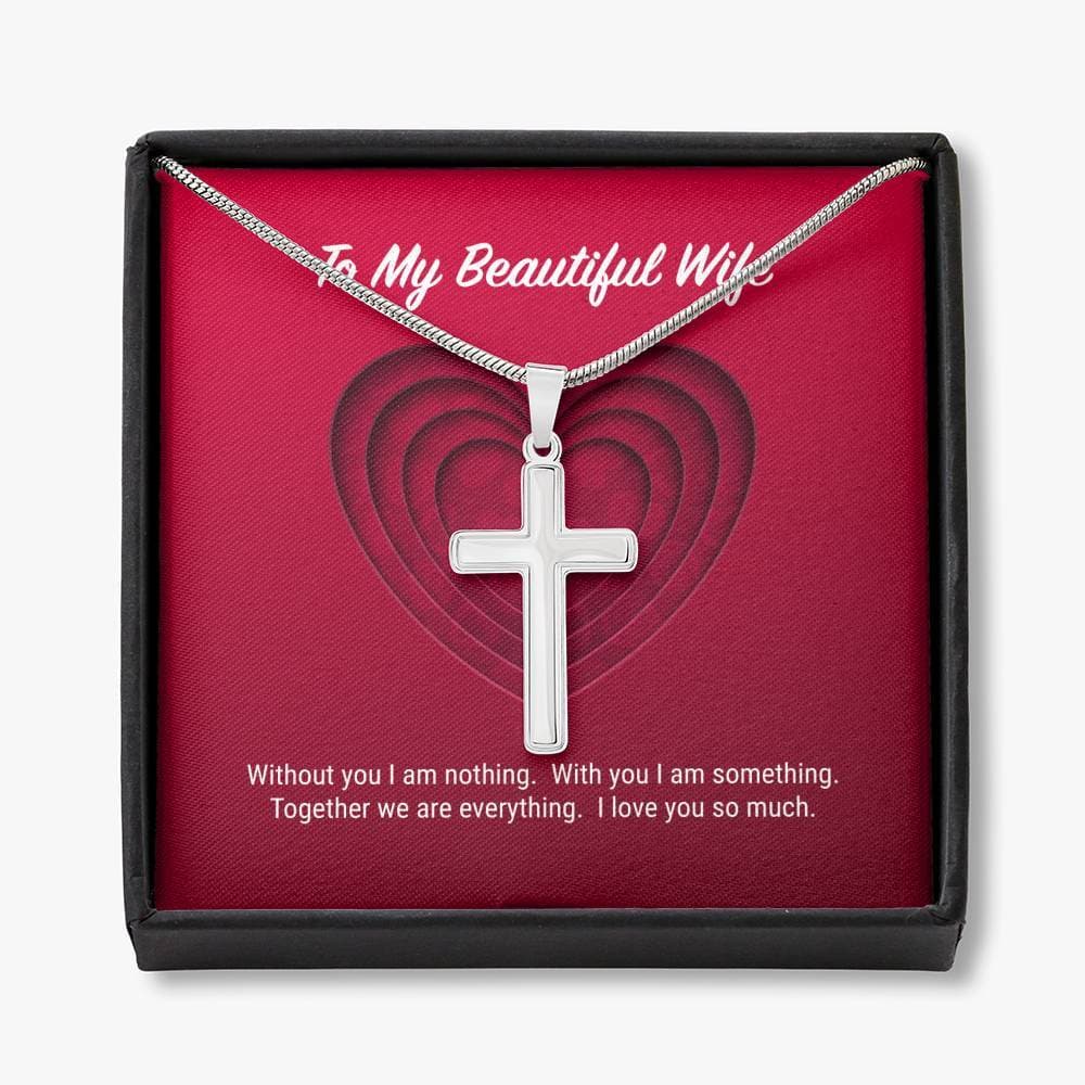 litzzy To My Beautiful Wife Cross Necklace - Gifts For Wife Necklace Valentines Day Custom Made Romantic Gift For My Best Wife Ever Jewelry   