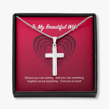 litzzy To My Beautiful Wife Cross Necklace - Gifts For Wife Necklace Valentines Day Custom Made Romantic Gift For My Best Wife Ever Jewelry   