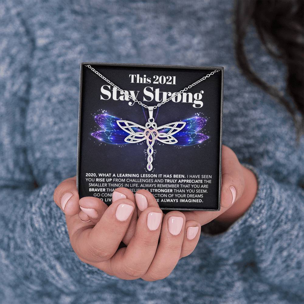 litzzy This 2021 - Stay Strong - Dragonfly Necklace Jewelry   