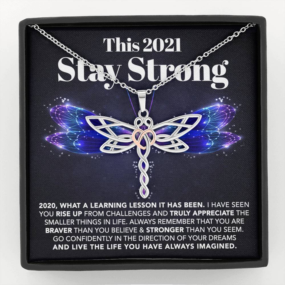 litzzy This 2021 - Stay Strong - Dragonfly Necklace Jewelry   