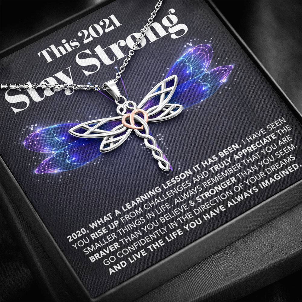 litzzy This 2021 - Stay Strong - Dragonfly Necklace Jewelry   