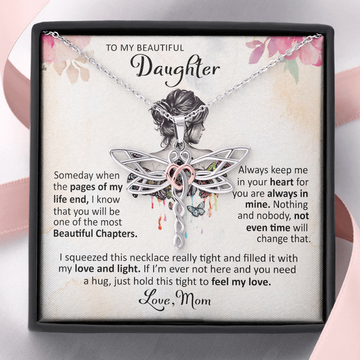 litzzy To My Beautiful Daughter - Someday When The Pages - Dragonfly Necklace jewelry Standard Box  