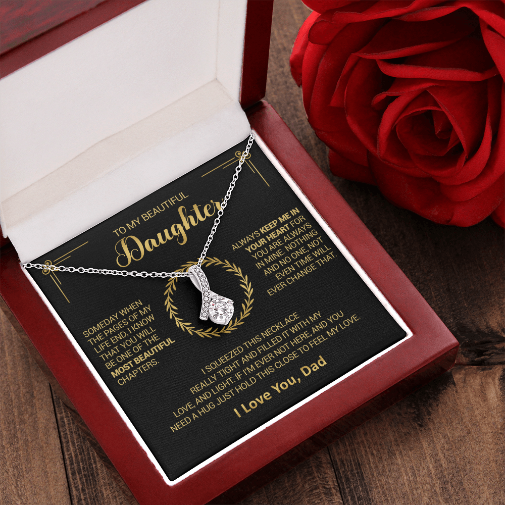 litzzy To My Beautiful Daughter - Always Keep Me In Your Heart - Alluring Beauty Necklace jewelry   
