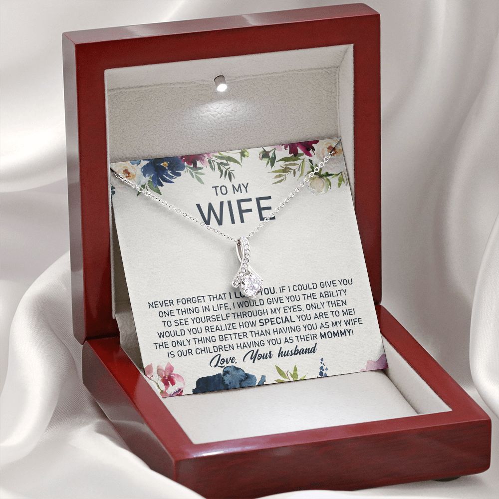 litzzy To My Wife, The Only Thing Better Than Having You As My Wife Is Our Children Having You As Their Mommy - Alluring Necklace - Necklace Gift For Her, Wife, Girlfriend, Anniversary, Wedding, Valentine, Birthday with Message Card Jewelry   