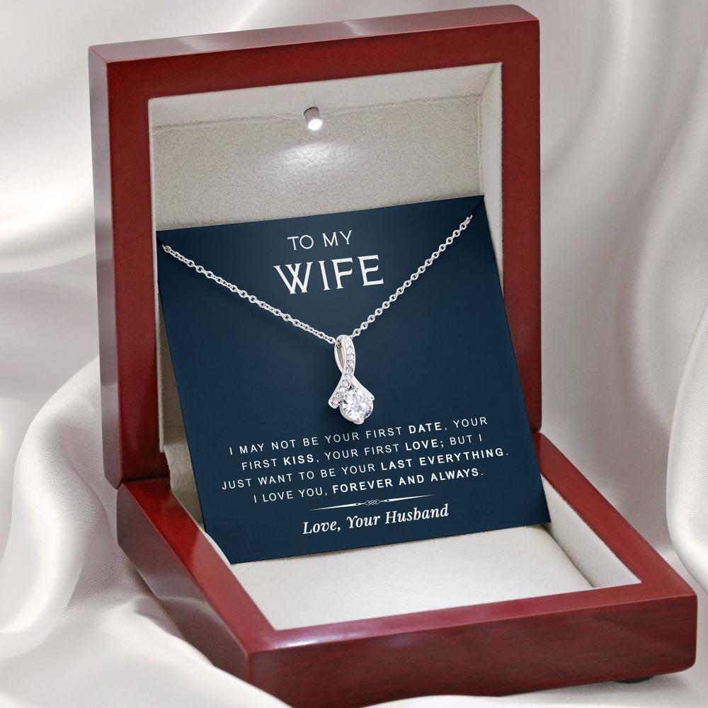 litzzy To My Wife - Last Everything - Gift For Birthday, Anniversary - Necklace Gift For Her, Wife, Girlfriend, Anniversary, Wedding, Valentine, Birthday with Message Card Jewelry   