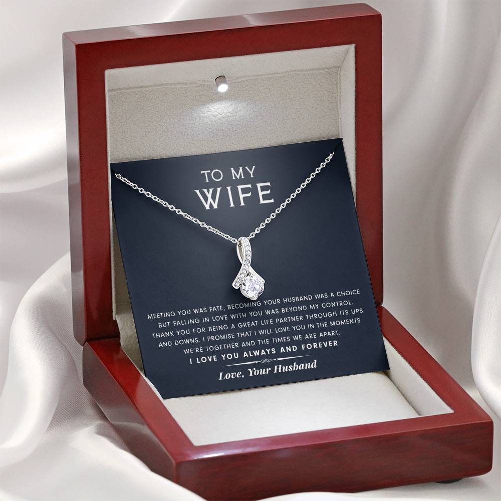 litzzy To My Wife - Great Life Partner - Alluring Beauty Necklace - Necklace Gift For Her, Wife, Girlfriend, Anniversary, Wedding, Valentine, Birthday with Message Card Jewelry Mahogany Style Luxury Box  