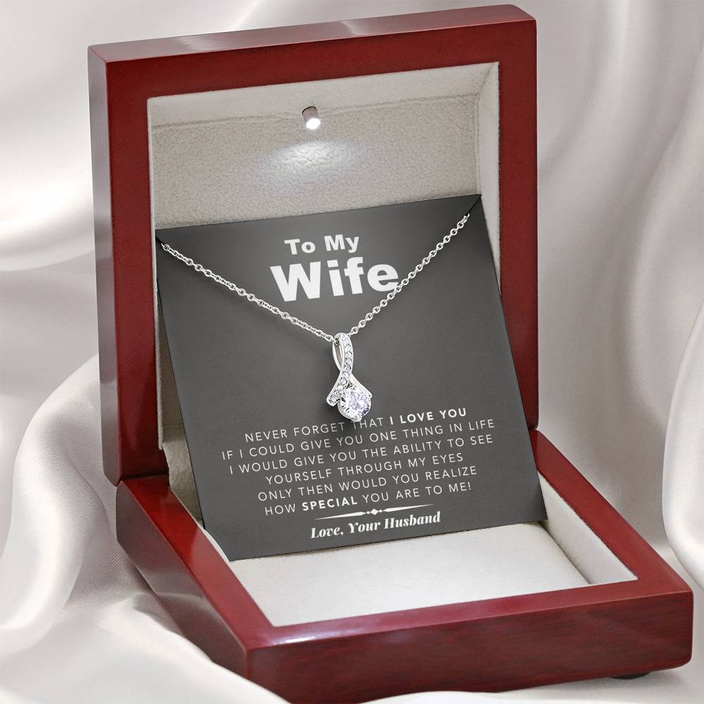 litzzy To My Wife Never Forget That I Love You - Gift For Christmas, Birthday, Anniversary - Necklace Gift For Her, Wife, Girlfriend, Anniversary, Wedding, Valentine, Birthday with Message Card Jewelry   