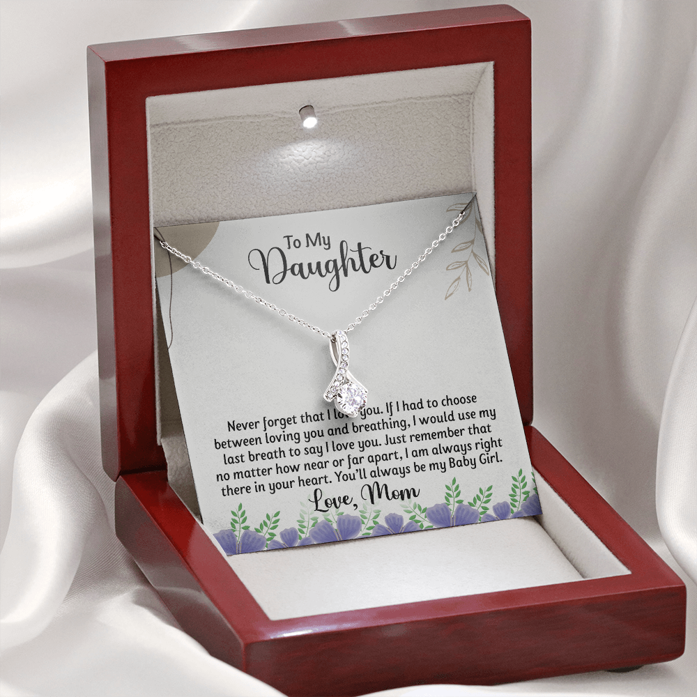 litzzy To My Daughter - I Would Use My Last Breath To Say I Love You - Alluring Necklace jewelry Mahogany Style Luxury Box (w/LED)  