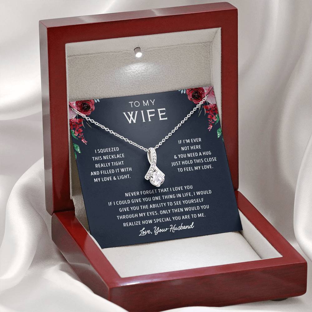 litzzy To My Wife - Never Forget That I Love You - Alluring Beauty Necklace - Necklace Gift For Her, Wife, Girlfriend, Anniversary, Wedding, Valentine, Birthday with Message Card Jewelry Mahogany Style Luxury Box  