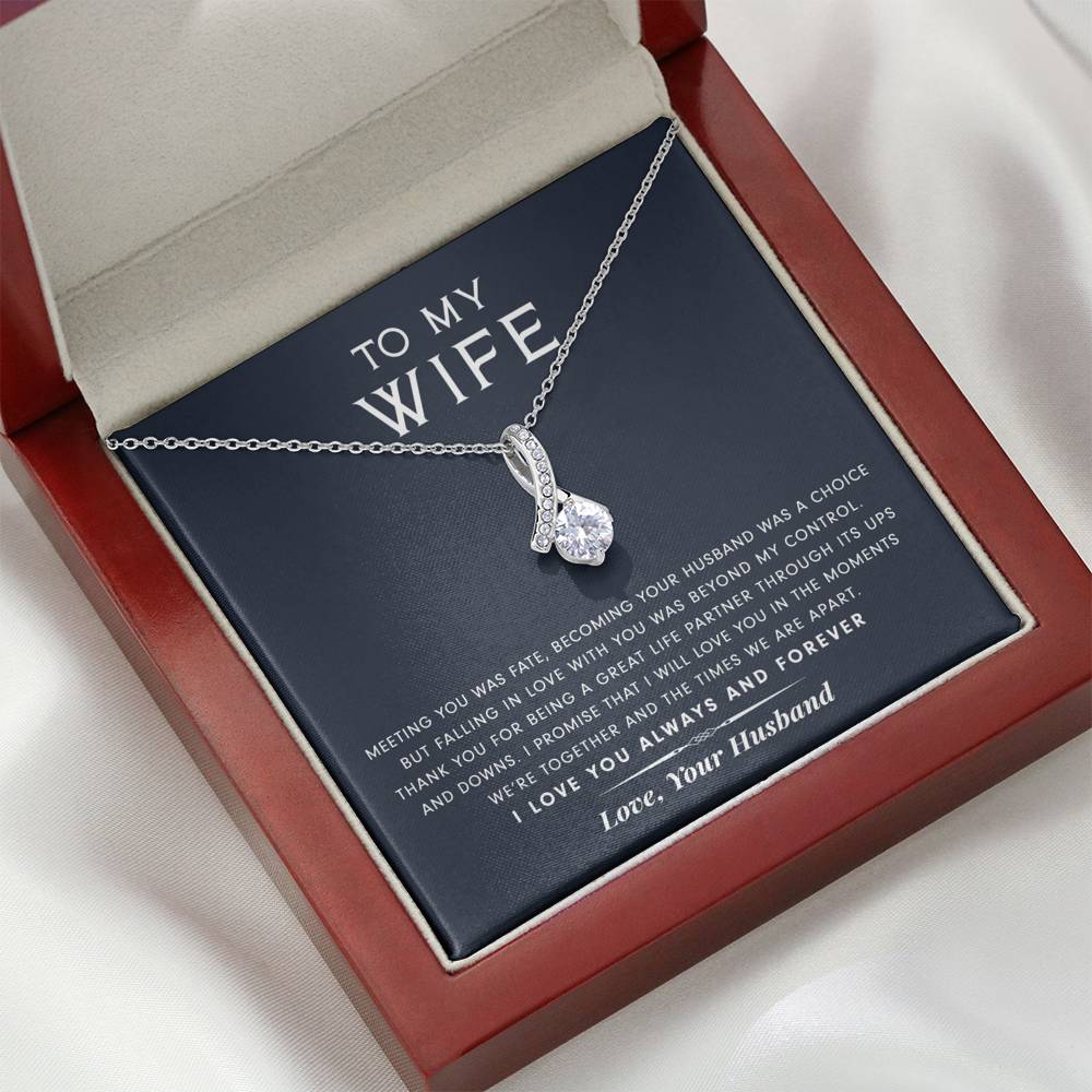 litzzy To My Wife - Great Life Partner - Alluring Beauty Necklace - Necklace Gift For Her, Wife, Girlfriend, Anniversary, Wedding, Valentine, Birthday with Message Card Jewelry   
